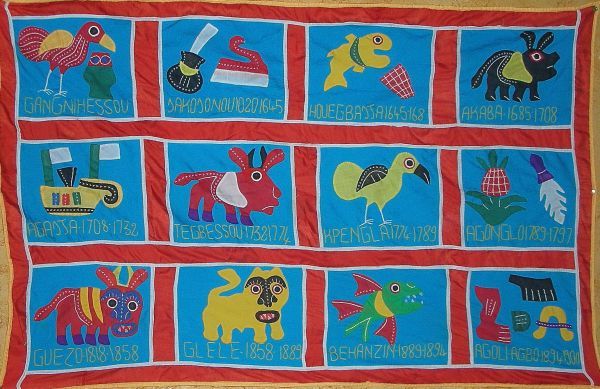 Tissu de l'artisanat béninois représentatif de la bannière des rois du Dahomey